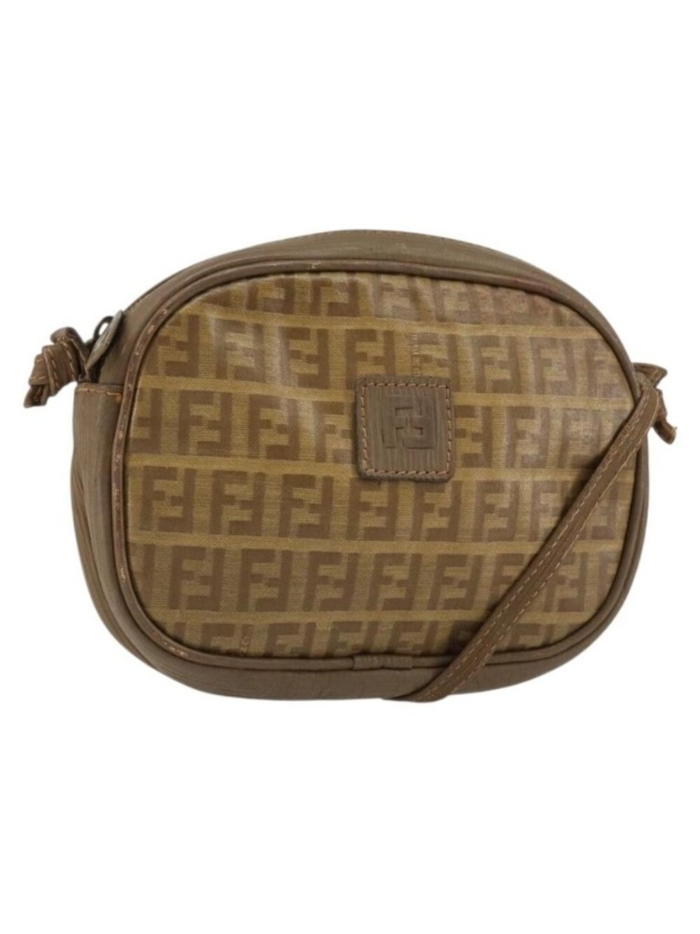 Authentic FENDI Zucchino Canvas Shoulder Bag PVC Beige